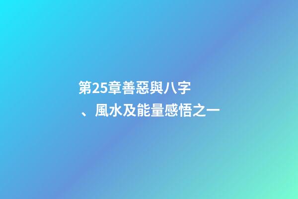 第25章善惡與八字、風水及能量感悟之一